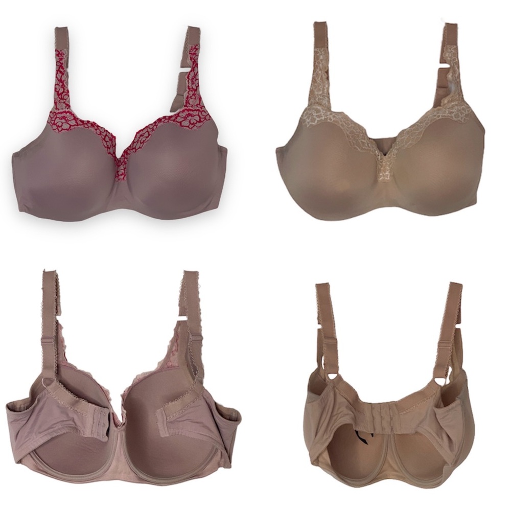 2 sexy Le Mystere bras one mauve and one nude with lace detail underwire sz 36F